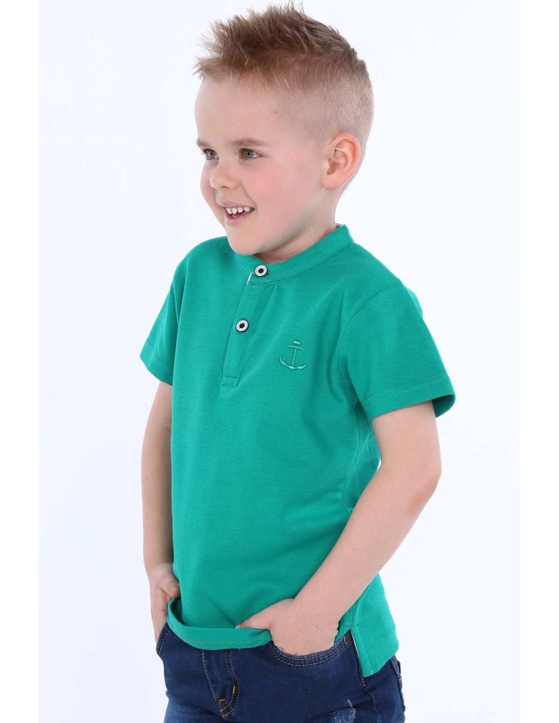 Boy\'s T-shirt with green buttons NDZ4471 - Online store - Boutique